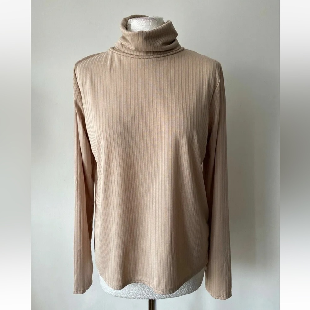Nasty Girl As Good Turtleneck Rib Top Stone Size 14 Split Open Back - Picture 1 of 3